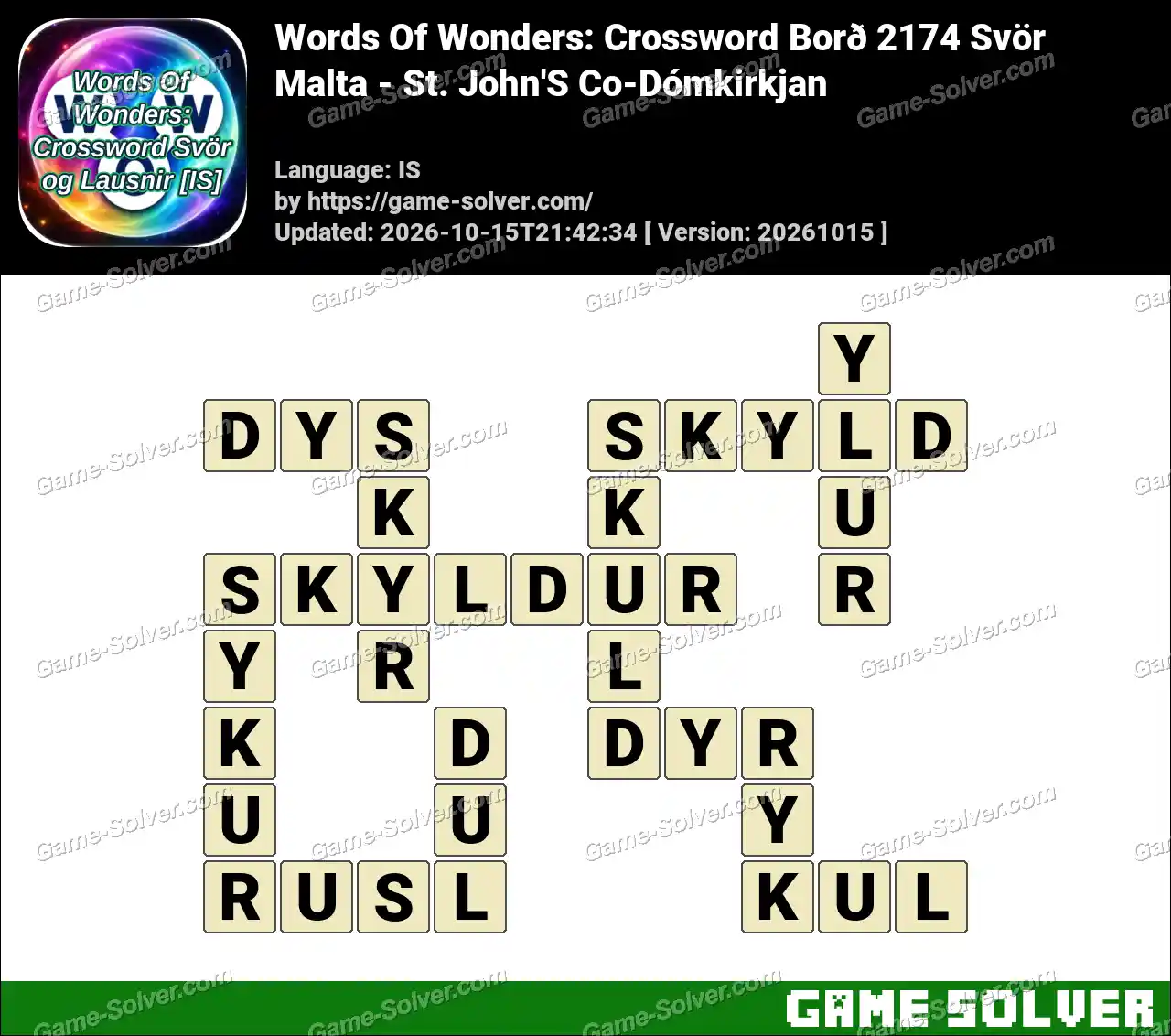 Words Of Wonders: Crossword Borð 2174 Svör – Malta – St. John’S Co-Dómkirkjan